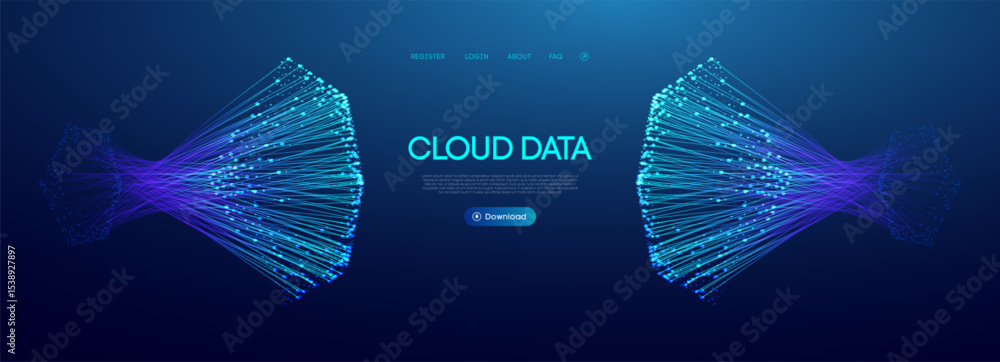 Fototapete cloud data flow abstract background. big data ai and digital line circle connections. futuristic tec