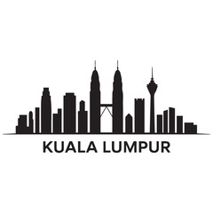 Fototapeta premium Kuala Lumpur skyline horizontal banner. Kuala Lumpur, Malaysia. Vector template for your design. Vector illustration. Vector black silhouette. with white background