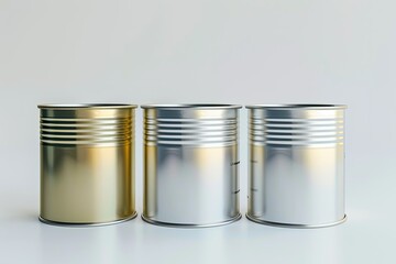 Premium Quality Visual of Three Tin Cans Isolated on White