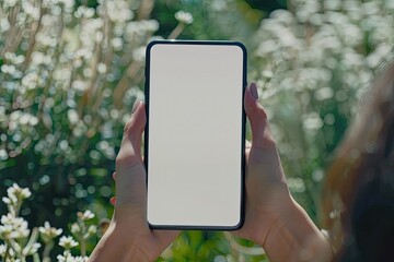 High Definition View of Hand Hold Modern Smartphone with a Blank Screen