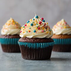 Dulzura en abundancia: múltiples cupcakes con glaseados de diferentes sabores.
