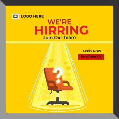 we are hiring social media poster design vector templates .