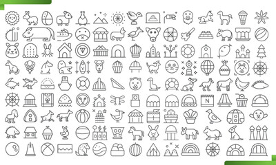 Comprehensive Collection of Animal and Nature-Themed Line Icons