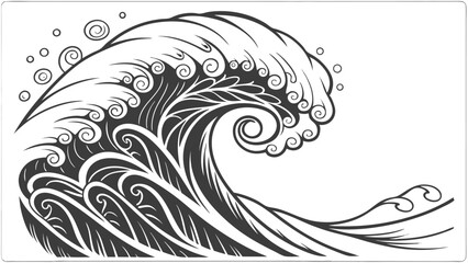 Abstract swirling black and white monochrome psychedelic design