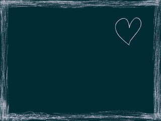 blue background with white frame and a drawn heart
