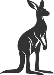 Cute animal kangaroo vector silhouette drawing
