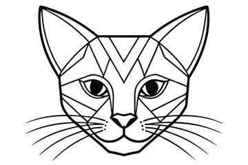 Minimalist abstract cat face design in red green and blue