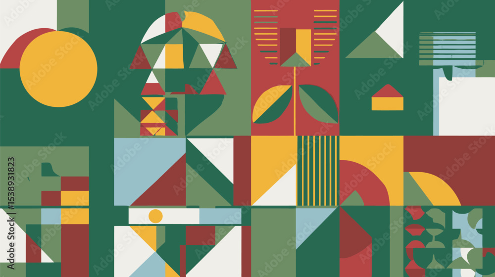 Poster abstract shapes arrange geometric forms visually creatively
