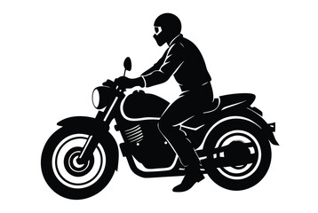 Naklejka premium Motorbike rider silhouette vector artwork dynamic man on urban motorcycle rider simple illustration 