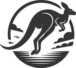 Cute animal kangaroo vector silhouette drawing