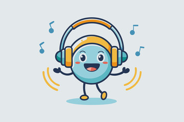 headphone dancing music notes swinging fun