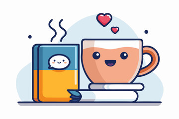 coffee cup notebook smiling