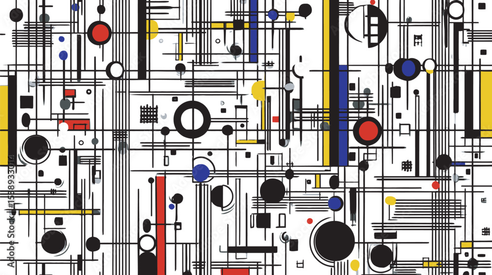 Poster geometric shapes intersect dynamically abstract construction