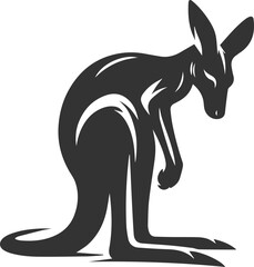 Cute animal kangaroo vector silhouette drawing