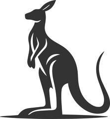 Cute animal kangaroo vector silhouette drawing
