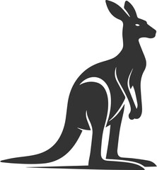 Cute animal kangaroo vector silhouette drawing