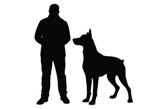 dog trainer silhouette vector illustration professional dog training icon simple concept