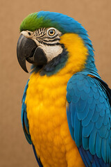 Obraz premium Vibrant Yellow and Blue Parrot in Full Glory