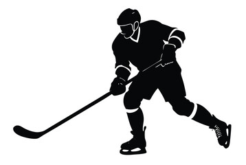 Silhouette of Hockey Player Vector Illustration Isolated on White Background for Sports Design