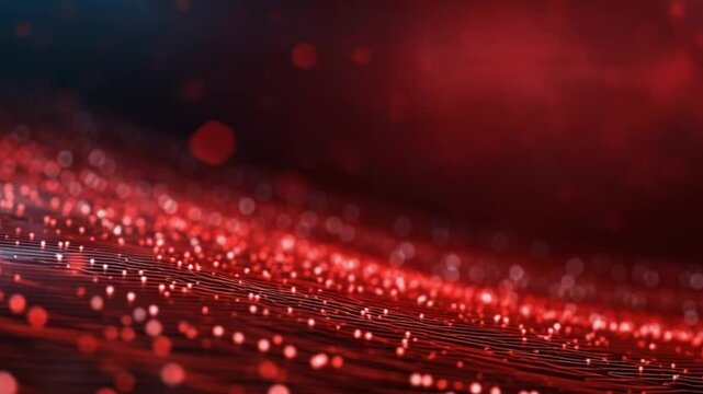 Abstract red matrix background Digital tech display, computer cyberspace graphic Futuristic network communication connection Modern information design texture Light code grid mesh Sci