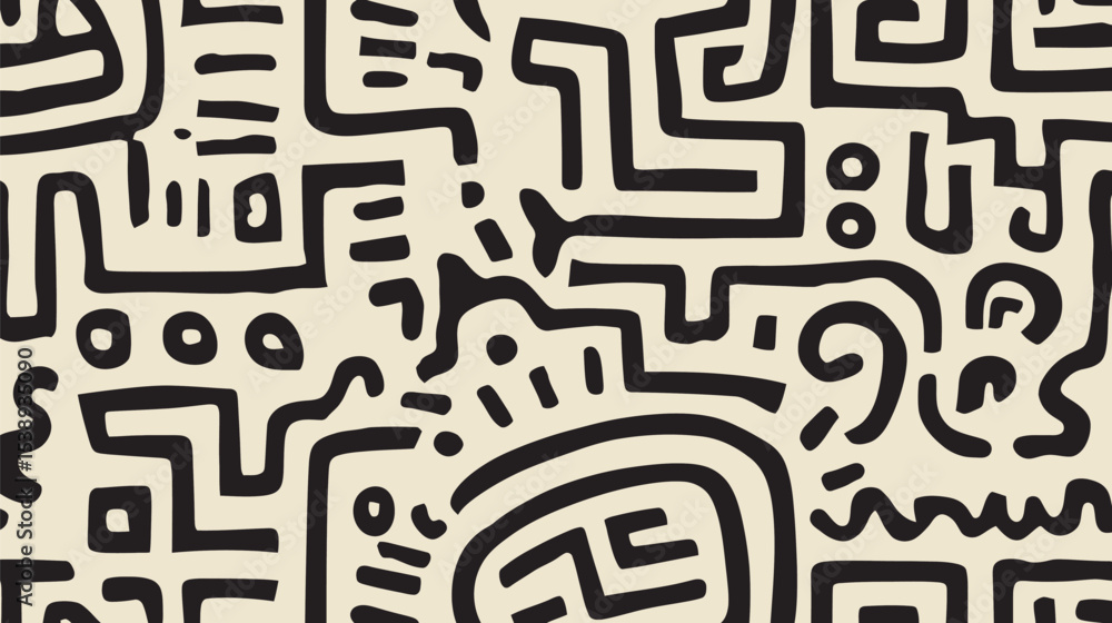 Aufkleber abstract shapes create pattern beige background seamless design