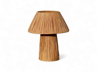 Wooden simple classic vintage table lamp on the white background