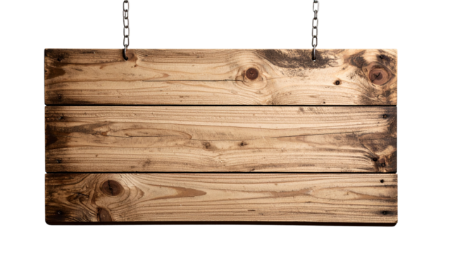 Old weathered wooden sign board with blank texture isolated on a white background