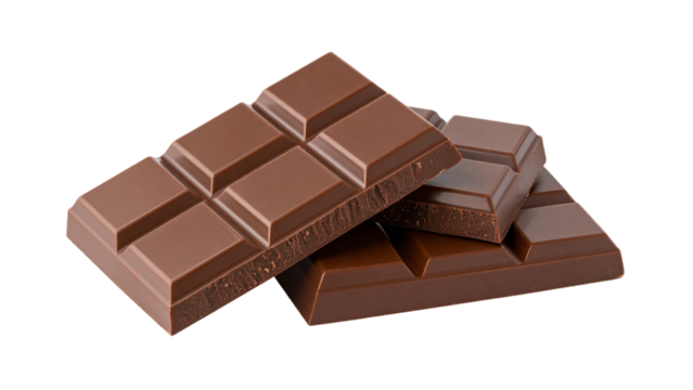 Dark chocolate bar isolated on white transparent background PNG