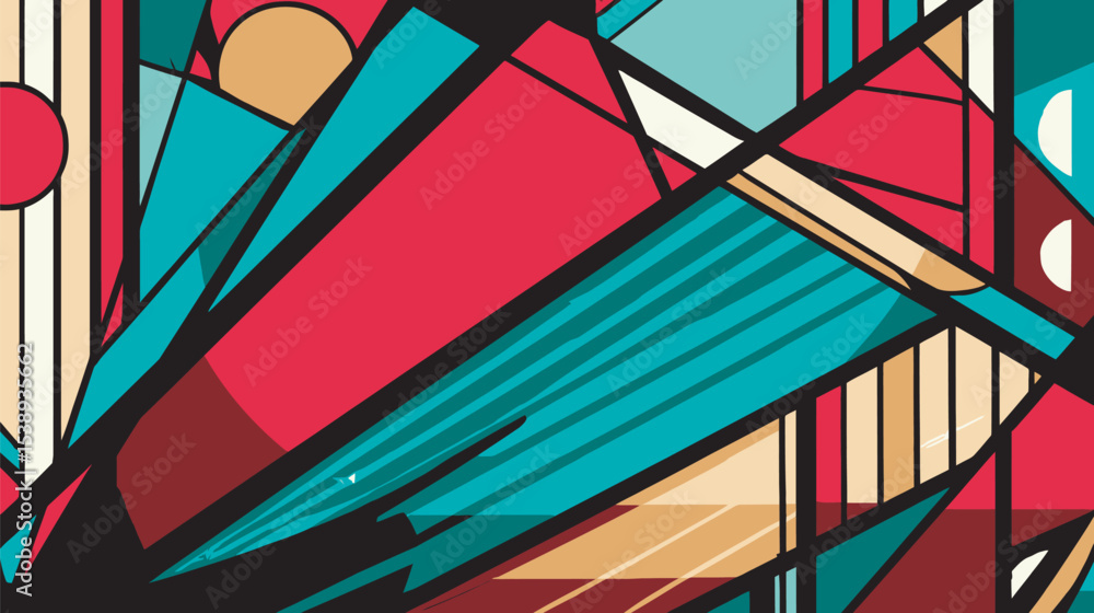 Poster geometric shapes create abstract colorful design expression vibrant