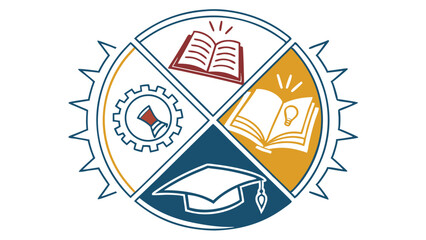 Colorful academic book icon set for education