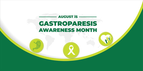Gastroparesis awareness month is observed every year in august. Low poly style design. Geometric background. Vector template for banner. Isolated vector illustration.	