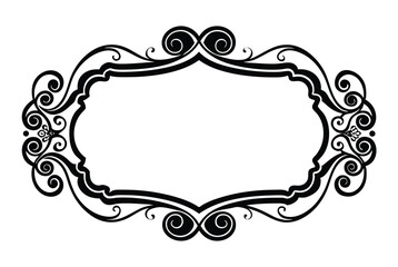 Elegant rectangular calligraphic frame silhouette vector for invitations and vintage designs