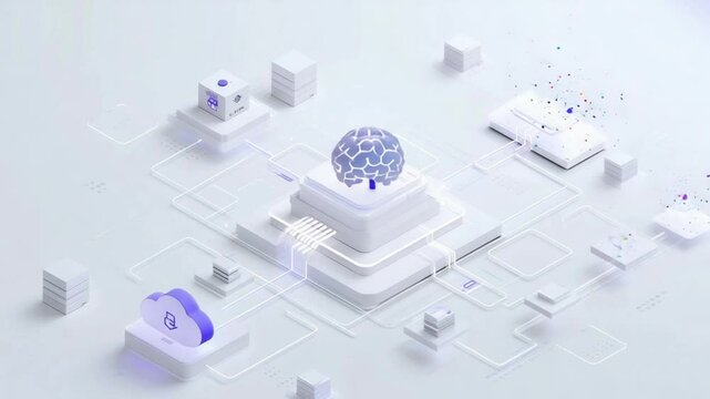 data element, white background, white brights neon flowing minimalistic d isometric infography all is white with shadows software application estructure infography kubernetes cloud - Powered by Adobe