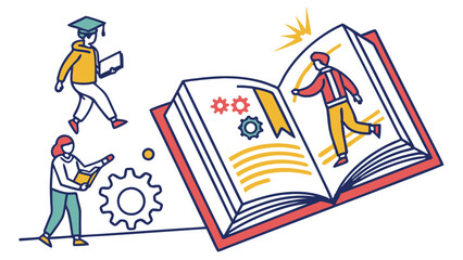 Colorful academic book icon set for education