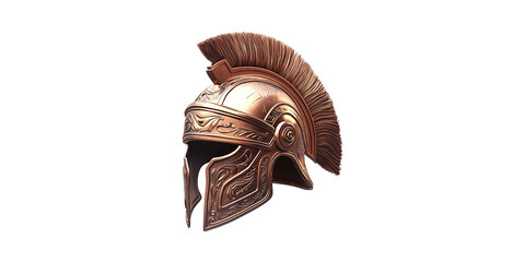 Ancient Roman Gladiator Helmet With Crest. Symbol Of Strength And Historical Warfare Isolated On Transparent Background