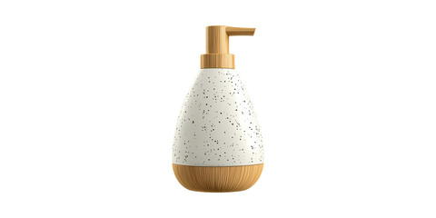 Elegant Ceramic Soap Dispenser With Bamboo Accents. Modern Bathroom Decor And Eco-Friendly Design Isolated On Transparent Background