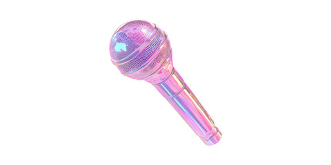 Holographic Microphone. Futuristic Design And Music Technology Concept Isolated On Transparent Background