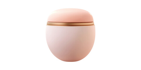 Elegant Pink Cosmetic Jar With Gold Accent. Luxury Skincare Packaging Design Isolated On Transparent Background