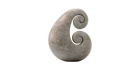Abstract Stone Sculpture With Spiral Design. Artistic Expression And Modern Decor Isolated On Transparent Background