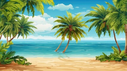 Aerial view of a tropical beach with soft golden sand meeting a clear turquoise sea.