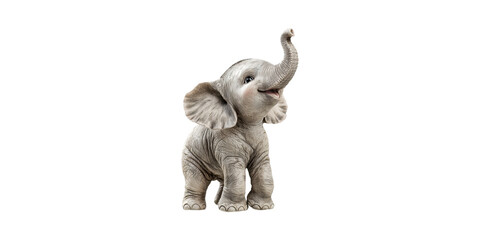 Baby Elephant Figurine. Symbol Of Playfulness And Innocence Isolated On Transparent Background
