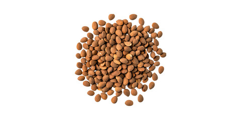 Pile Of Raw Almonds. Healthy Snack And Nutritional Source Of Protein And Fiber Isolated On Transparent Background