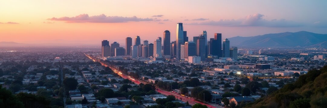 Santa Ana cityscape, aerial view  Orange County, CA skyline , horizon, photography