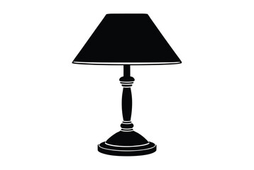 Table lamp silhouette vector illustration modern design lighting decor on table