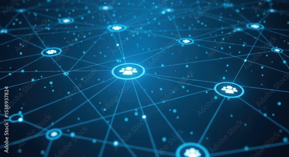 Poster abstract network background with nodes and connection lines