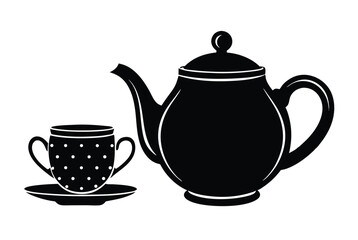 minimalist teapot and tea cup silhouette vector art cozy tea time icon elegant kitchen decor