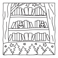 Secret Forest – Bold and Easy Coloring Pages for All Ages | Magical Nature Scenes to Color | Line art vector illustration | Forest Coloring Page | animal coloring page | Print