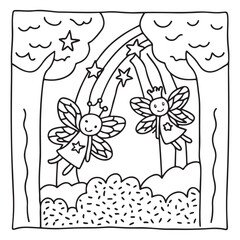 Secret Forest – Bold and Easy Coloring Pages for All Ages | Magical Nature Scenes to Color | Line art vector illustration | Forest Coloring Page | animal coloring page | Print