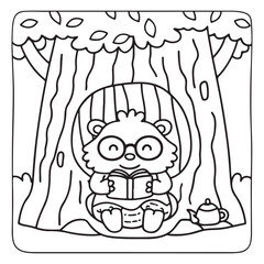 Secret Forest – Bold and Easy Coloring Pages for All Ages | Magical Nature Scenes to Color | Line art vector illustration | Forest Coloring Page | animal coloring page | Print