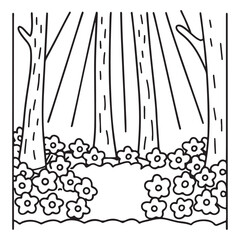 Secret Forest – Bold and Easy Coloring Pages for All Ages | Magical Nature Scenes to Color | Line art vector illustration | Forest Coloring Page | animal coloring page | Print